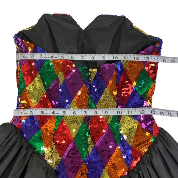 Vtg 80s J Reynolds Womens Formal Dress | 5/6 | Rainbow Sequins | 80s Valley Girl - Picture 7 of 10